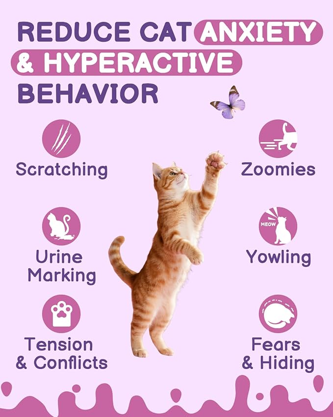 L-Lysine Supplement for Cats - Immune Support - for Feline Respiratory Sneezing Runny Nose Eye Function Cat Calming Pheromone Spray Reduce Scratching Fighting Peeing Marking