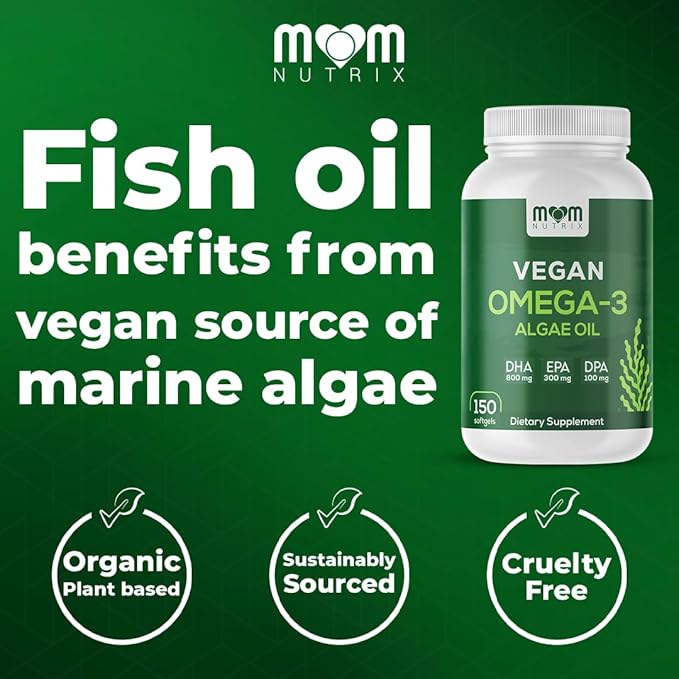 Fish Oil Alternative - Vegan Omega 3 Supplement Algae Oil DHA EPA DPA - Plant Based Omega 3 Fatty - Organic &amp Non-GMO - 150 Softgels
