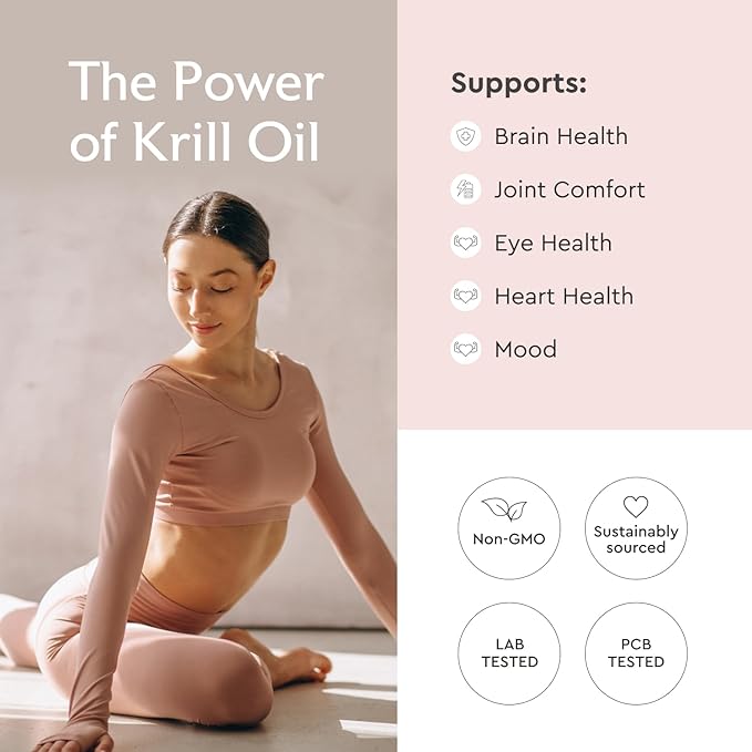 Alaya Naturals - Antarctic Krill Oil 500mg Supplement with Phospholipids EPA/DHA Omega 3 &amp Astaxanthin - Non-GMO - PCB Tested Krill Oil - 60 Softgels