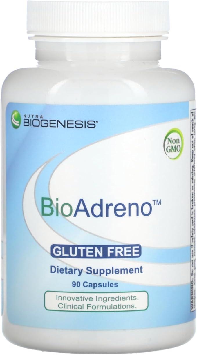 Nutra Biogenesis BioAdreno - Antioxidant Supplement with Bovine Adrenal Cortex Supports Cellular Energy and Nervous System Health for Women and Men - 90 Capsules
