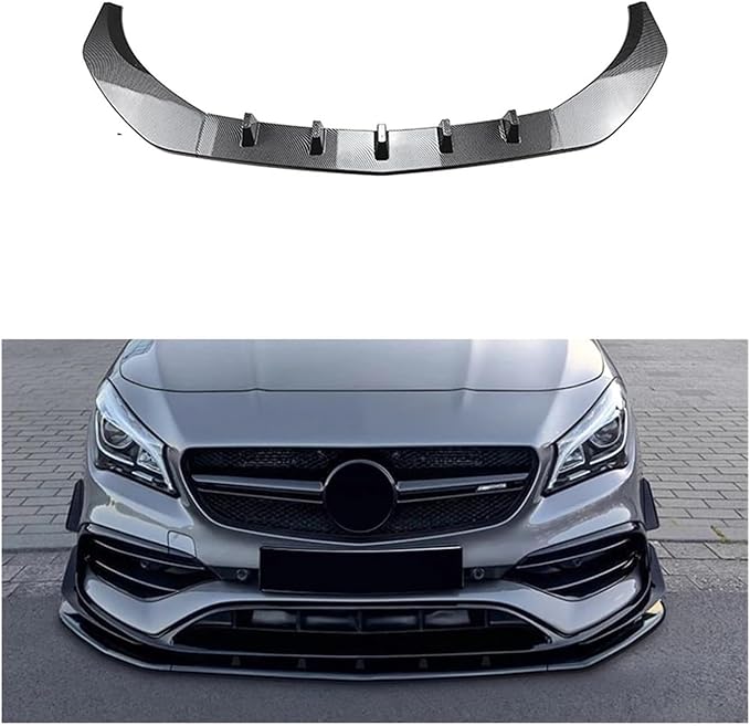 Car Front Bumper Lip Compatible for Mercedes CLA C117 2016-2019 CLA 200 260 45 AMG Spoiler Splitter Body Kits Diffuser(Color:Carbon Look)