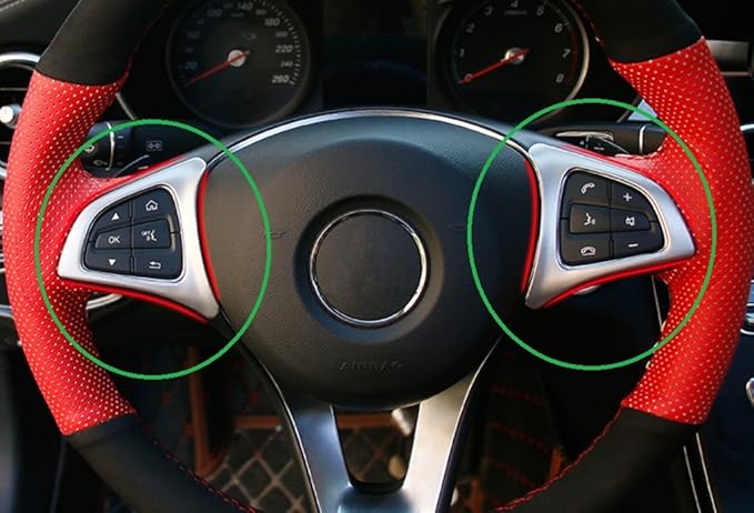 New Decorative Steering Wheel Button Cover 2PCS for Mercedes Benz CLA (C117) 2017 2018 CLA180 CLA200 CLA220 CLA250 (Silver)