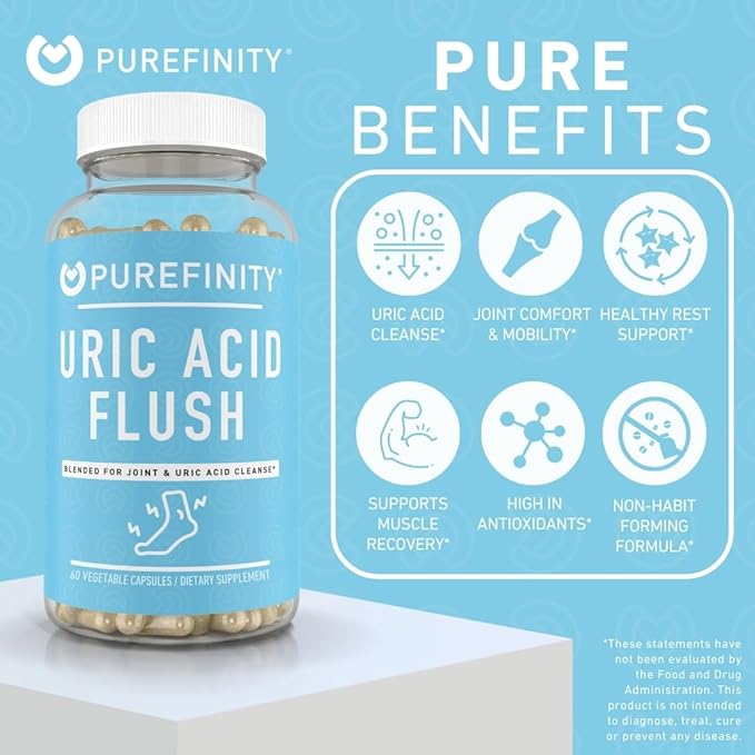 PUREFINITY Uric Acid Flush &amp Cleanse Capsules + Tart Cherry Gummies