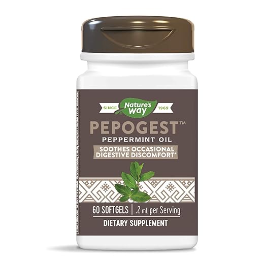 Nature's Way Pepogest Enteric-Coated Peppermint Oil Gastrointestinal Comfort 60 Count (Pack of 2)