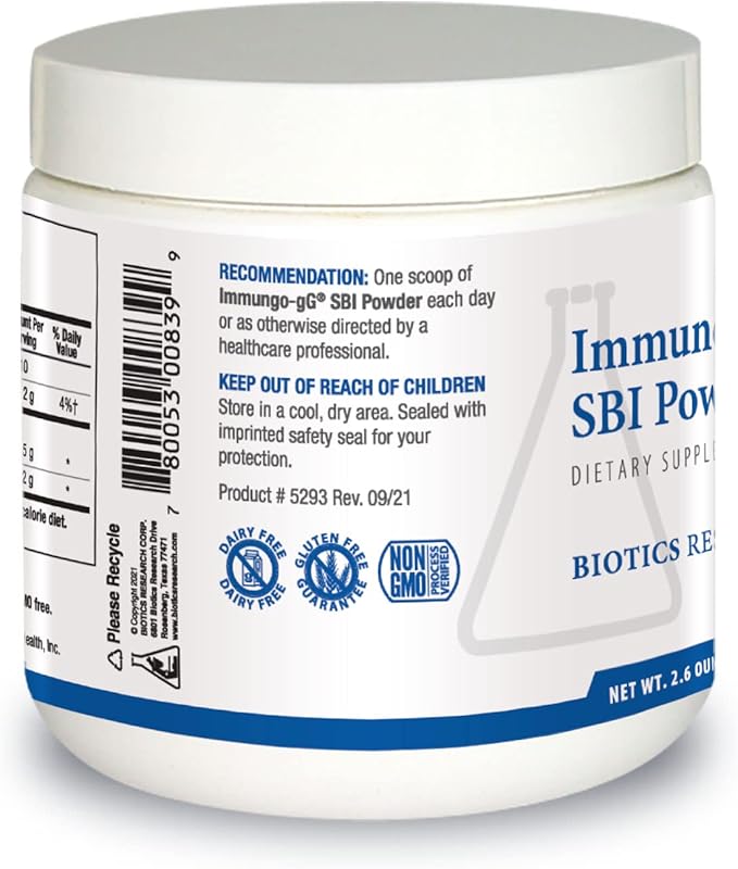 BIOTICS RESEARCH Immuno-gG SBI Powder Easy-to-Mix Powder Formula Ultimate IgG Complete Gut Health and Immune Support Dairy Free Immunoglobulin Concentrate - 2.6 Oz