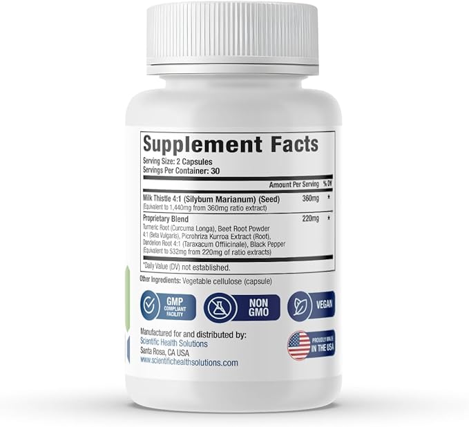 Milk Thistle Liver Detox Complex – Clinical-Grade Liver Support Supplement with Turmeric Dandelion Beet Picrorhiza Black Pepper – Phase I &amp II Detox – 60 Capsules – Non-GMO (3-Pack)