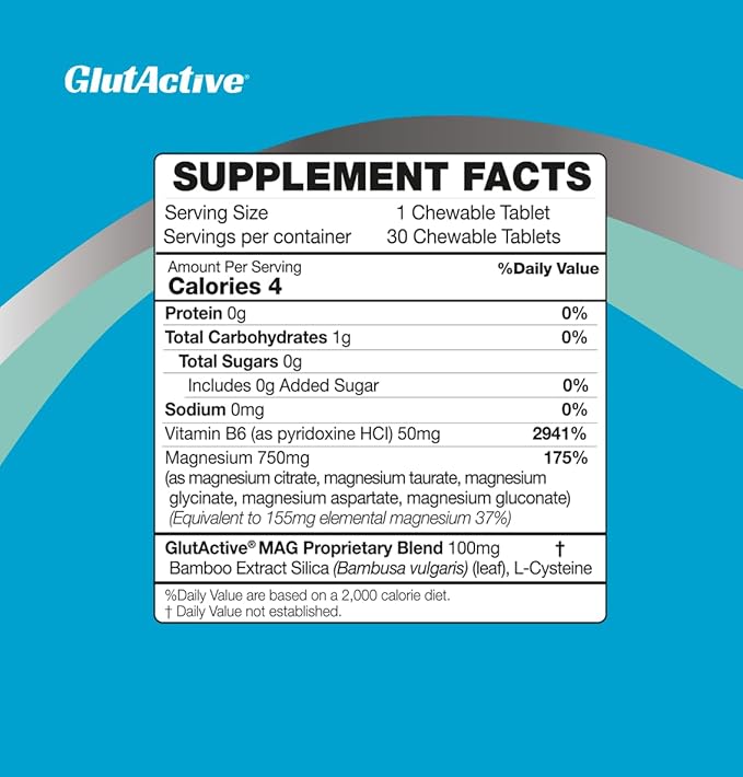 MAG | 750mg of Magnesium Glycinate Taurate Aspartate Gluconate &amp Citrate for Muscles Nerves &amp Energy | High Absorption | Sugar Free | 30 Chewable Tablets