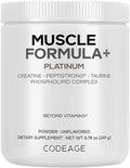 Codeage Muscle Formula+ Platinum Supplement - Creatine Monohydrate PeptiStrong Fava Bean Protein Hydrolysate Taurine Vitamin D3 Liposomal Delivery - Non-GMO - Unflavored Protein Powder - 8.78 Oz