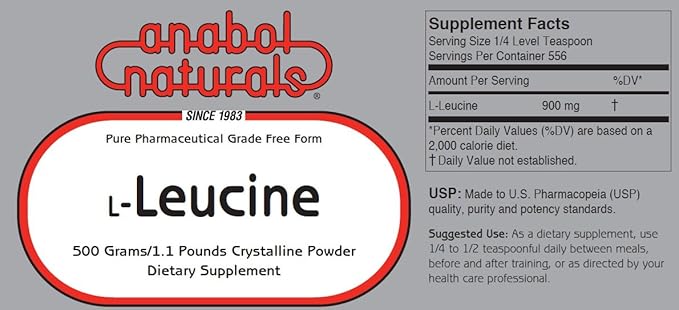 Anabol Naturals L-Leucine 1000 gram Free Form Pure Crystalline Powder