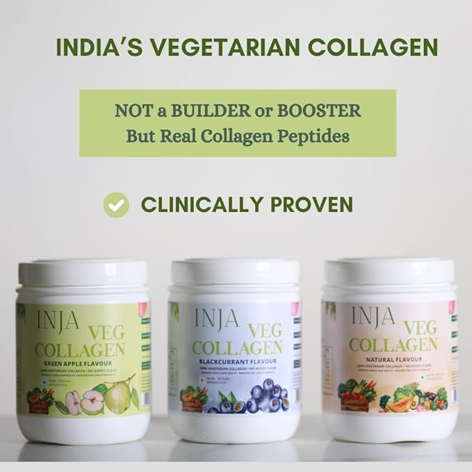 INJA Wellness Veg Collagen Supplement for Women Men 100% Vegetarian Collagen Only Original Veg Collagen Powder No added sugar Improves Skin and Hair Health Reduce Fine Line and Wrinkles