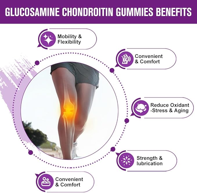 Glucosamine Chondroitin Gummies with MSM &amp Elderberry – Extra Strength Mobility &amp Flexibility Support Antioxidant Immune Supplement for Adults Men &amp Women - 60 Chondroitin Gummies (3 Pac