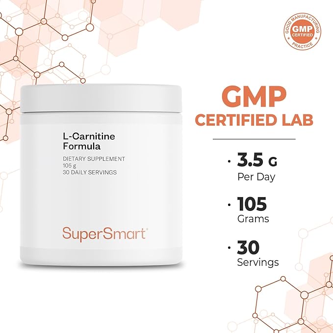 Supersmart - L-Carnitine Formula - with Acetyl &amp Tartrate - Amino Acids | Non-GMO &amp Gluten Free - 105 g