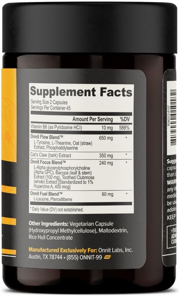 ONNIT Alpha Brain Nootropic Capsules for Men &amp Women IGEN Non-GMO Tested Memory Focus &amp Mental Clarity Caffeine-Free with L-Theanine and Vitamin B6 90 Count Each Pack of 2 (180 Capsules)