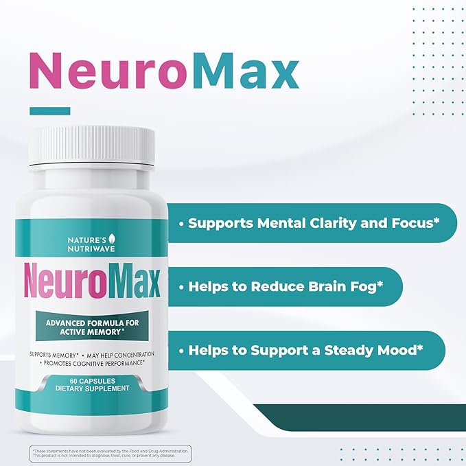NeuroMax – Natural Herbal Blend with Passion Flower Marshmallow Root &amp California Poppy – Non-GMO Easy-to-Take Capsules Made in USA GMP Certified Facility - 60 Capsules 6 Month Supply