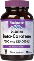 BlueBonnet Mixed Beta-Carotene 25000 IU (7500 mcg) Eye Vitamins - Vitamin A Supplement D. Salina Algae Beta-Carotene Lutein &amp Zeaxanthin for Eye Health &amp Immune Support - Gluten-Free - 90 So