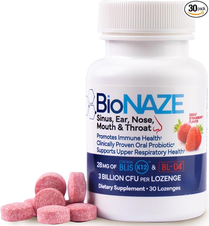 BioNaze Oral Probiotic BLIS K12 &amp BL-04 for Sinus Tonsil Stones Bad Breath Post Nasal Drip Throat Mouth Teeth &amp Gut - Improve Oral &amp Respiratory Health. Clinically Proven Probiotic S