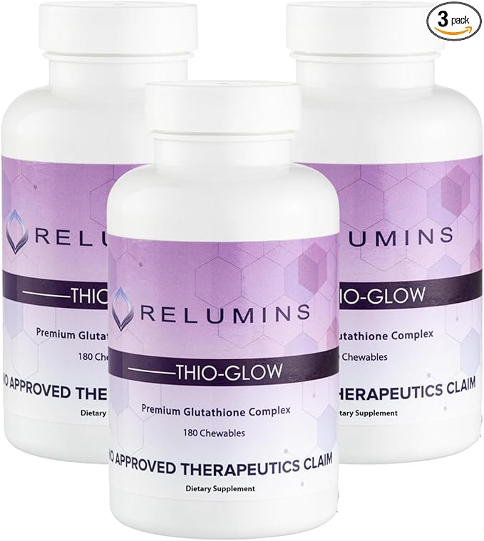 Relumins Labs Thio-Glow Chewable Sublingual Glutathione Complex with Biotin VIT C &amp E Plus Grapeseed Polyphenols – 330mg Gluta Per Serving – 4X More Effective Spring Glow Essential x 3 Bots