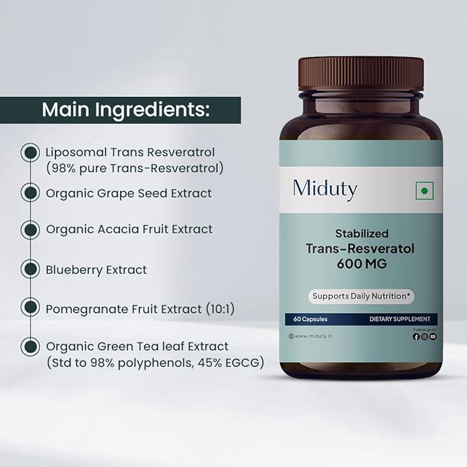 by Palak Notes Stabilized Trans-Resveratrol 600 MG -Liposomal Trans Resveratrol - Green Tea Leaf Extract - Grape Seed Extract - Gluten Free - Non-GMO - 60 Capsules