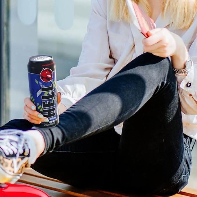 HELL Energy Drink | +20% More Caffeine | Vitamins B2 B3 B6 B12 C &amp D | No Preservatives | Environmentally Friendly Packaging | 12 x 500 ml | Compatible with HELL Energy