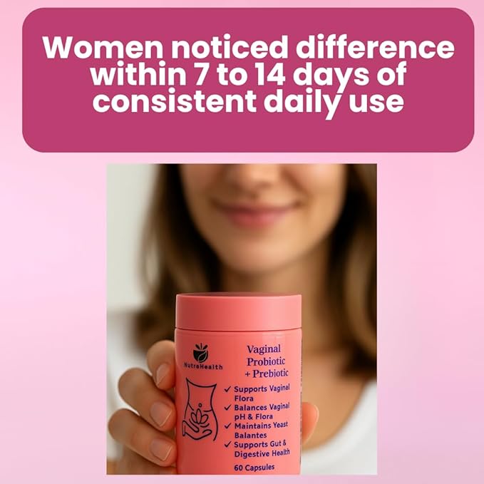 Vaginal Probiotic + Prebiotic for Women – Supports pH Balance Yeast &amp Odor – with Lactobacillus rhamnosus reuteri – Gut &amp Feminine Health – 60 Capsules