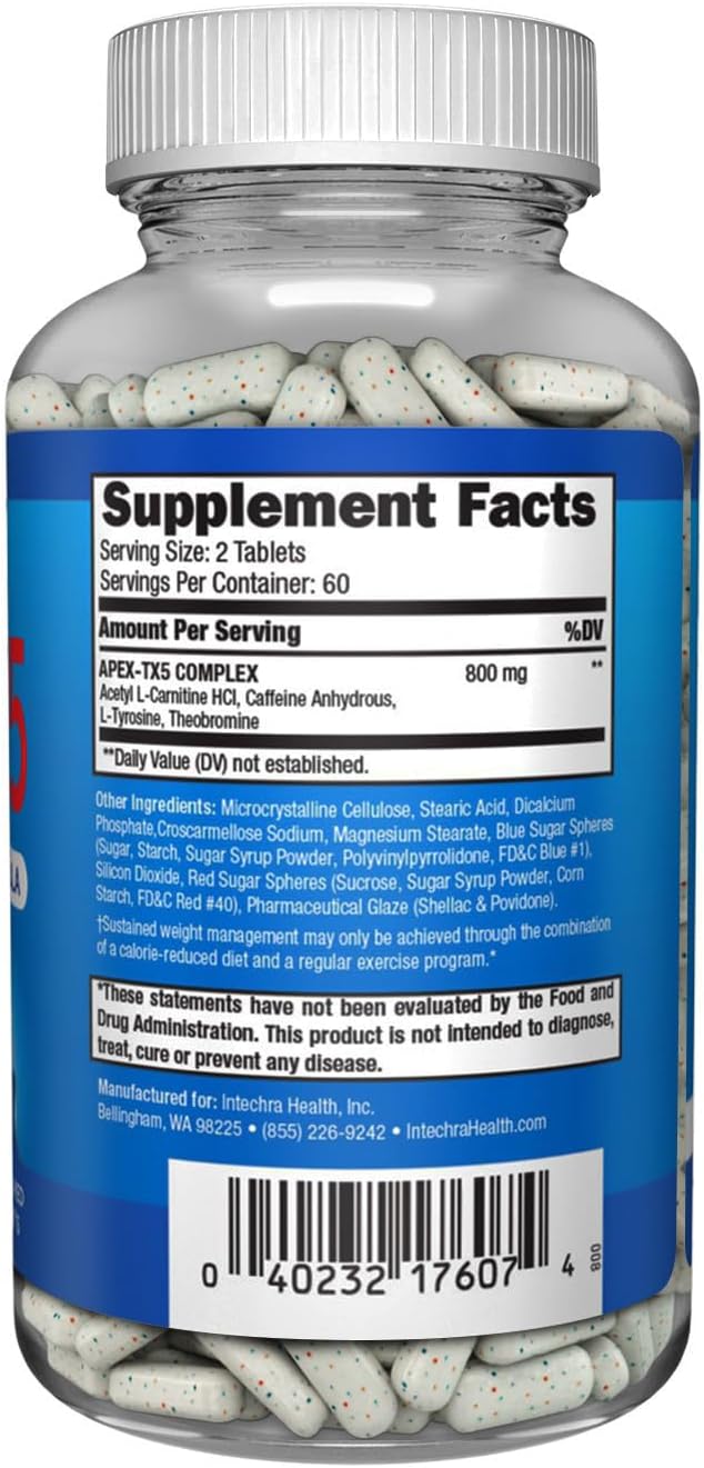 Weight Management Dietary Supplement 120 White Blue Red Speck Tablets Manufactured in the USA Highest Professional Quality