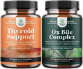 Bundle of Herbal Thyroid Support Complex - Potent Kelp Iodine with L Tyrosine Bladderwrack Selenium Ashwagandha and Digestive Enzymes with Ox Bile Trypsin Papain Bromelain Enzyme for Pancrease Cleanse