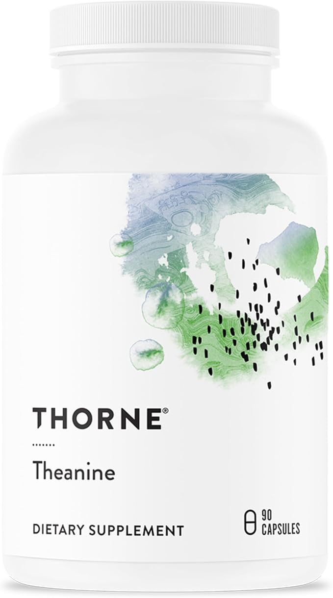THORNE - Theanine - 200 mg of L-Theanine - Supports a Healthy Stress Response Relaxation Focus Memory &amp Positive Mood - Increases Brain Alpha-Wave Production* - Third-Party Certified - 90 Capsu