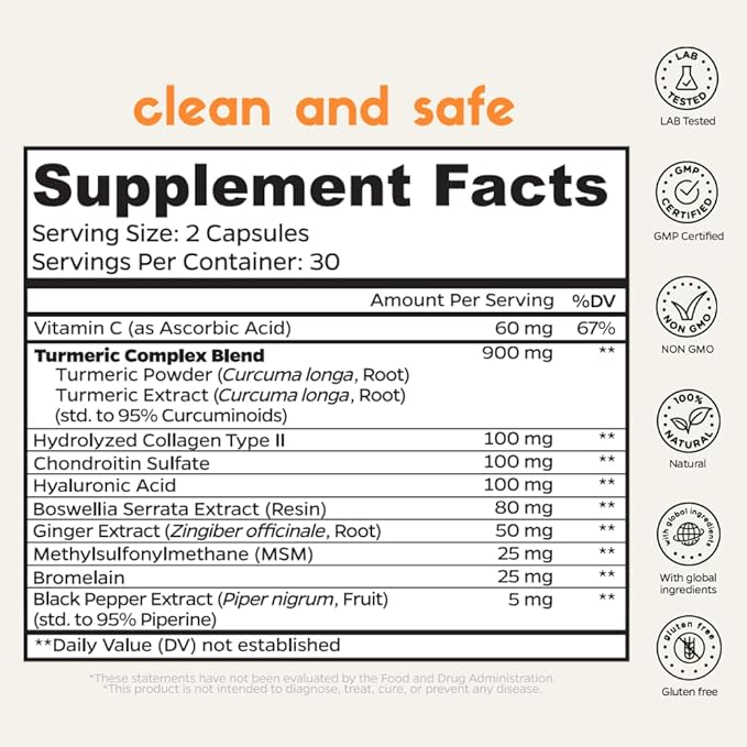 Zenkgo Chondroitin Boswellia MSM Turmeric Hydrolyzed Collagen - Joint Support Supplement Helps with Joint Mobility &amp Flexibility (Joint Support Supplement)