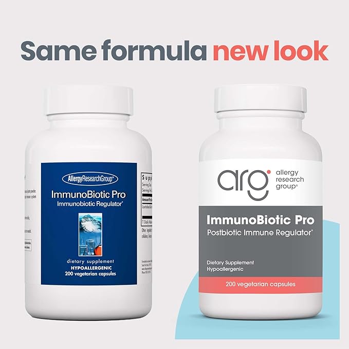 Allergy Research Group ImmunoBiotic Pro - Supports Immune System &amp Gut Barrier Function - Postbiotic Immune Regulator with Lactobacillus Rhamnosus Lysate - 66 Servings - 200 Capsules