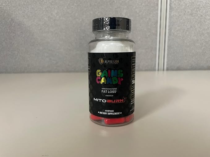 ALPHA LION Gains Candy Supplement Pills that Support Weight Loss Appetite Suppressant Keto-Diet Friendly Decrease Body Fat Upgrade Energy &amp Workout Performance 60 Capsules (MitoBurn®)