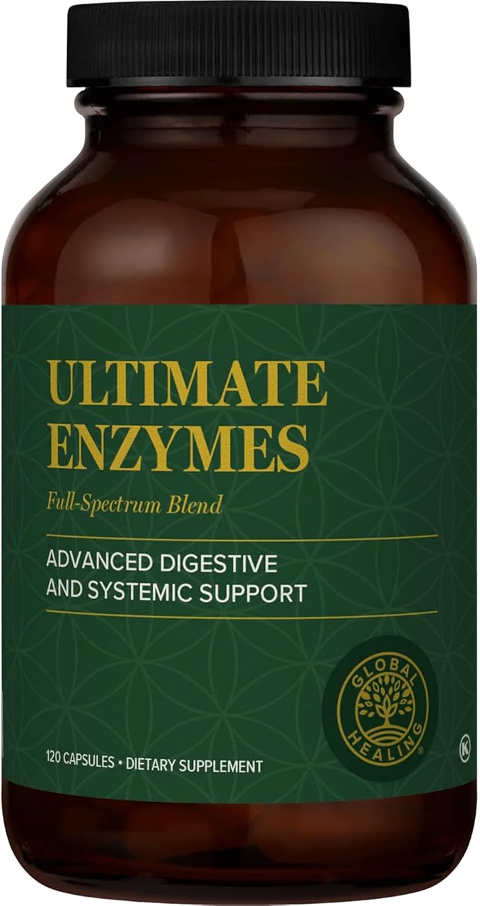 Global Healing - Ultimate Enzymes - Systemic &amp Digestive Enzymes Supplement for Healthy Digestion Immune System Boost &amp Natural Gut Health Digestive Enzyme for Women &amp Men Lipase