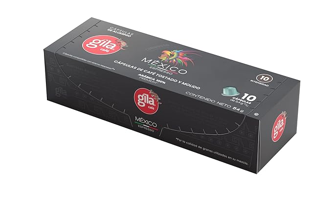 GILA Café Mexico Aluminum Coffee Capsules – Dark Roast Espresso Pods Compatible with Nespresso Original Machines – 100% Mexican Arabica Coffee Chocolate &amp Nut Flavor Notes 10 Count