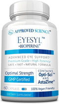Approved Science EyeSyl - Eye Support Supplement - Chromium Picolinate Taurine Lutein Zeaxanthin Bilberry BioPerine - 1 Month Supply - 60 Capsules - Made in The USA