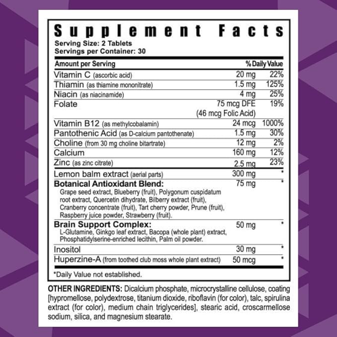 Youngevity Synaptiv™ Brain Support - 12 in1 - Ginkgo Huperzine Bacopa Quercetin and More - with Potent Antioxidant Blend + Vitamins - 60 Count (Pack of 2)
