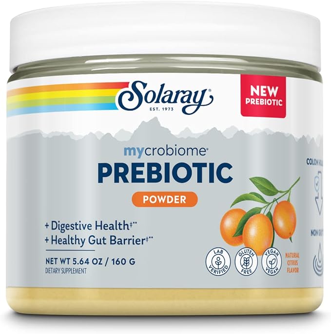 SOLARAY Mycrobiome Prebiotic Powder Prebiotics for Women and Men Digestive Nutritional Supplements for Colon and Gut Health Easy-to-Mix Non-Bloating Formula Citrus Flavor 20 Servings 5.64 OZ