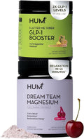 HUM Nutrition Flatter Me Fiber + Dream Team Magnesium Powder Bundle – Digestive Support Fiber &amp Magnesium Bisglycinate Drink Mix with L-Theanine &amp Tart Cherry Cherry Lemon 2-Product Wellness