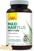 Country Life Maxi-Hair Plus Biotin Supports Healthy Hair Skin and Nails Daily Supplement 240 ct