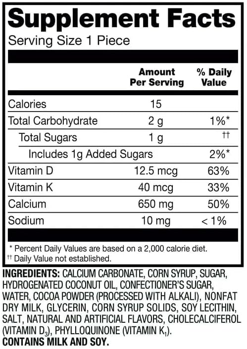 Equate Calcium + Bone Soft Chews Chocolate Flavor 650mg Calcium Vitamins D &amp K 100 Count + AGILIPET Sticker