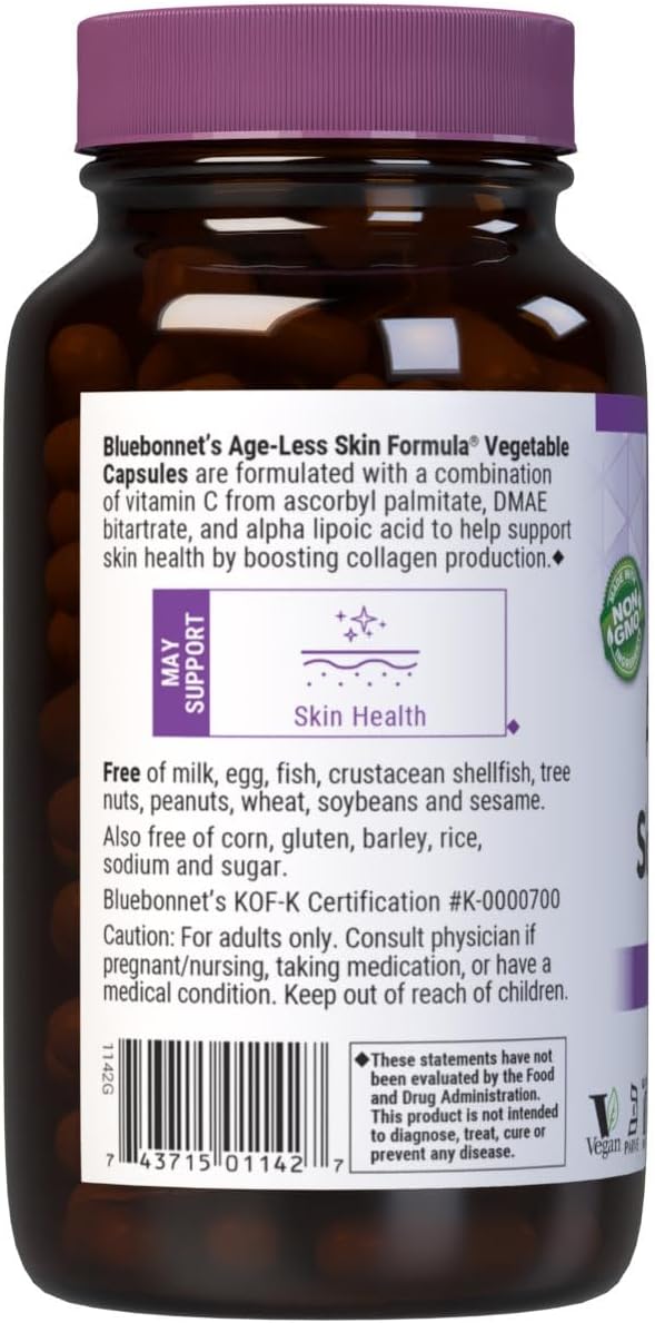 BlueBonnet Age-Less Skin Formula Capsules White Vegetable 120 Count