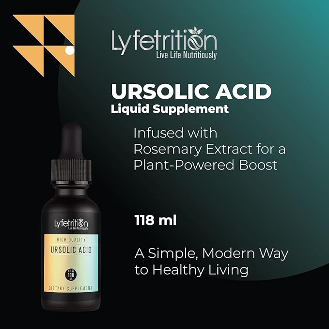 Lyfetrition Ursolic Acid with Rosemary Extract 118 ml 4 FL Oz Liquid 220 Servings Made in USA Quick Absorption Potent Ingredients Non-GMO