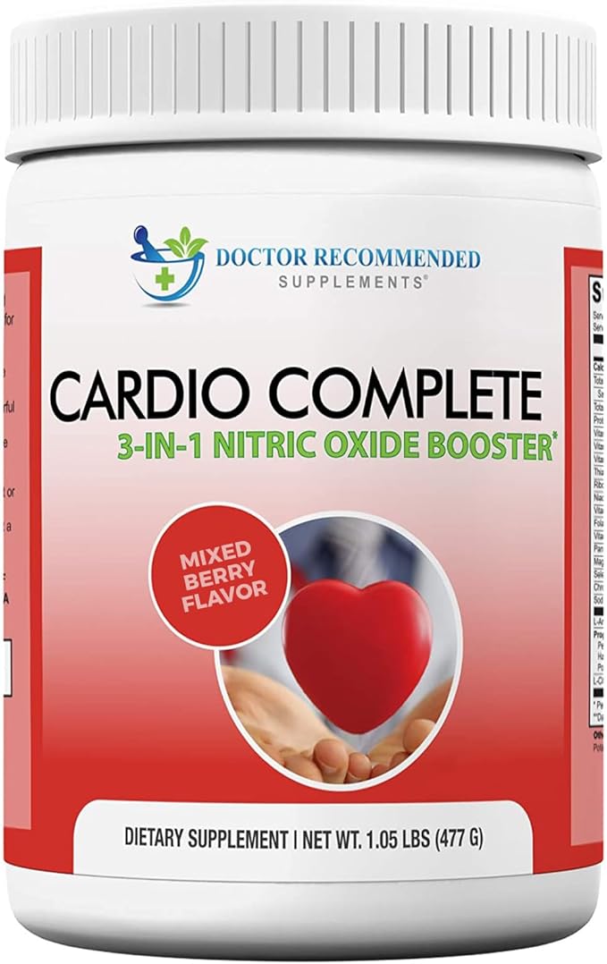 Cardio Complete - Heart Health Support Powder Supplement - 3-in-1 Nitric Oxide Booster with 5000 L-Arginine 1000mg L-Citrulline and Hawthorn Berry 2 Pack