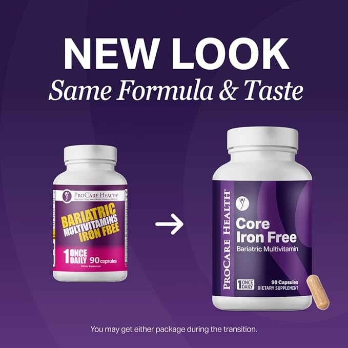 Procare Health Bariatric Multivitamin with Iron Free (30 Fast Dissolving Veggie Capsule) - Bariatric Vitamins for Gastric Sleeve &amp Gastric Bypass Bariatric Multivitamin Without Iron (1 Month Supp