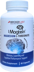 Bricker Labs Magtein® Magnesium L-Threonate Supplement – Brain Health Memory Focus Learning &amp Cognitive Function Support – 90 Capsules 30 Servings