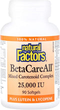Natural Factors BetaCareAll 25000 IU Vitamin A for Healthy Skin Vision and Immune Function 90 Softgels