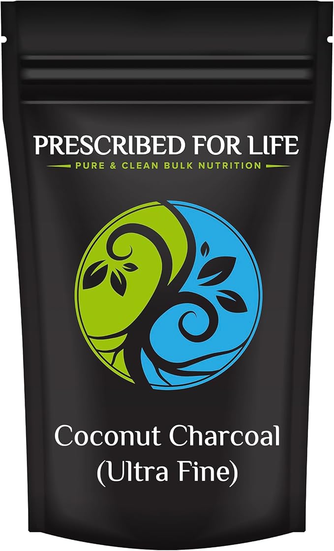 Prescribed For Life Activated Charcoal Powder Coconut Shell Charcoal Ultra Fine Husk Food Grade Powder (44lb)