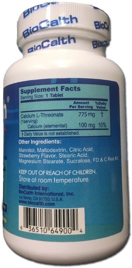 BioCalth® Chewable L-threonate Calcium Tablets Strawberry Flavor Patented Calcium Supplement