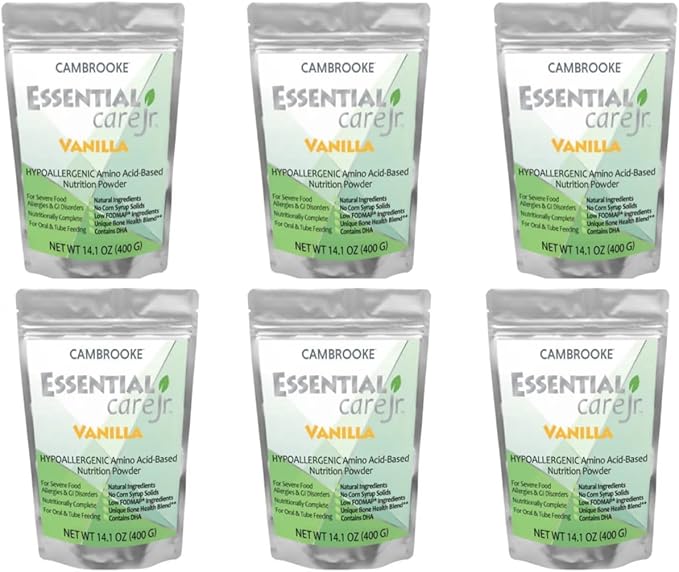 Essential Care JR Unflavored Hypoallergenic Amino Acid-Based Nutrition Powder (Case of 6 Packages Vanilla)