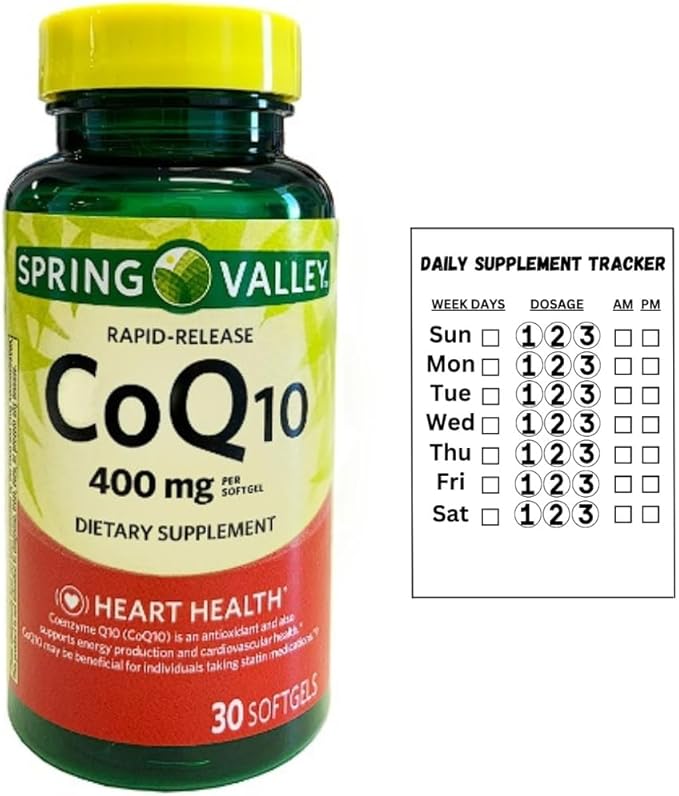 C0q10 400mg- Rapid-Release 30 softgels (Pack of 1) + Daily Supplement Tracker Sticker