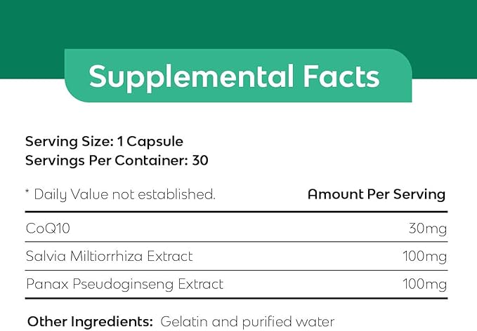 VigorHeart-The Natural Heart Supplements Pills with Coq 10 Salvia Miltiorrhiza and Panax Pseudoginseng (30 Capsules)
