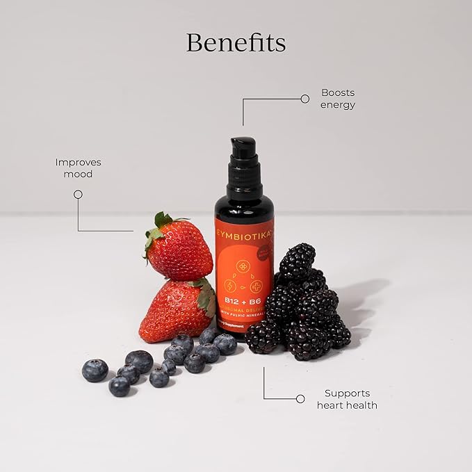 CYMBIOTIKA Liposomal Vitamin B12 Liquid Supplement 1250 mcg Supports Energy Cell Production Helps Strengthen Hair Skin &amp Nails Non-GMO Gluten Free Sugar Free Keto &amp Vegan Friendly 2